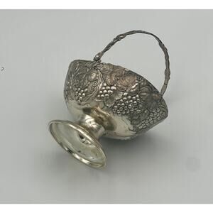 Vintage Ornate Silver-Toned scuttle with Handle
